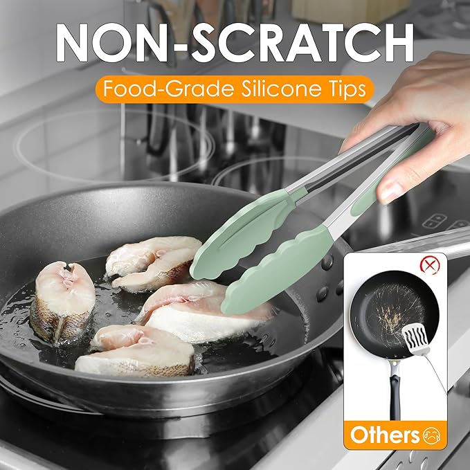 HOTEC Premium Stainless Steel Locking Kitchen Tongs - Image 6