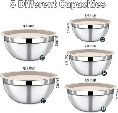 5 Piece Stainless Steel Mixing Bowls - Image 2