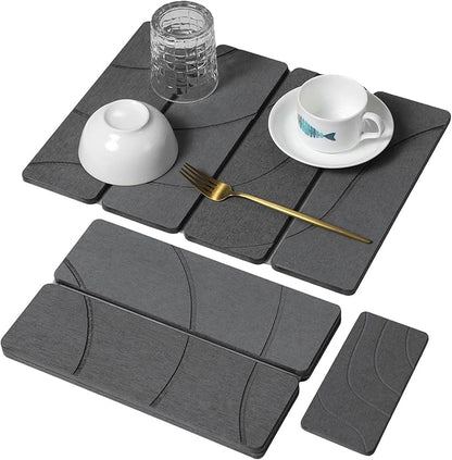 Small Stone Dish Drying Mat for Kitchen Counter, Foldable Water Absorbing by linidcoudhome