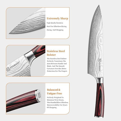 KEEMAKE Kitchen Knife Set, Ultra Sharp Chef Knife Set 7-Piece, High Carbon - Image 4