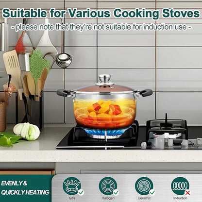 TeamFar 3 Quart Stock Pot, Stainless Steel Stock Pasta Soup Pot - Image 4