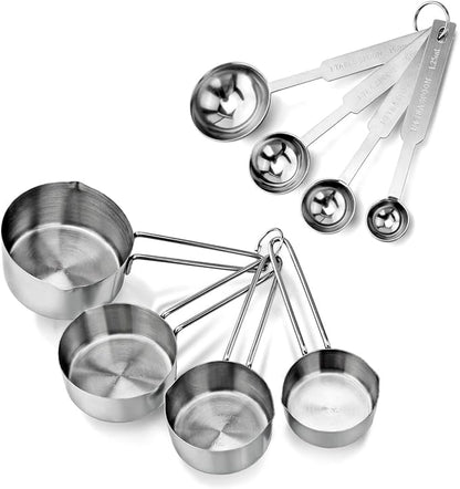 New Star Foodservice 42917 Stainless Steel 8-Piece Measuring Cups and Spoons by NewStarFoodservice
