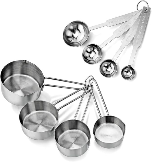 New Star Foodservice 42917 Stainless Steel 8-Piece Measuring Cups and Spoons by NewStarFoodservice