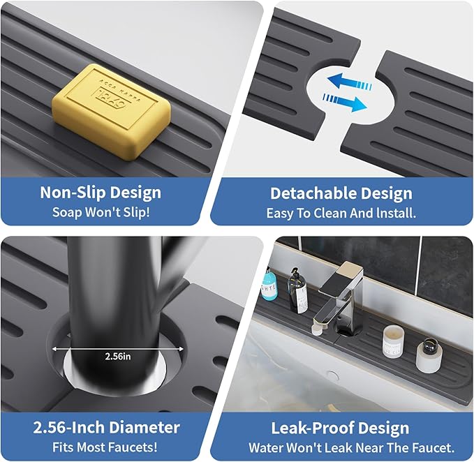 Fast Drying Kitchen Sink Splash Guard, Durable Stone Kitchen Faucet Mat - Image 8