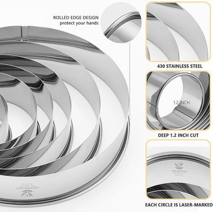 6 PCS Round Cookie Cutters, Stainless Steel Biscuit Cutters - Image 2