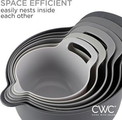 COOK WITH COLOR Nesting Plastic Mixing Bowl Set with Pour Spouts and Handles - Image 6