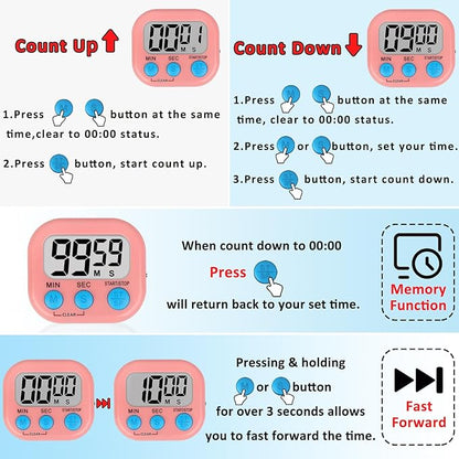 ZILLEEN 6 Pack Kitchen Timers for Cooking Digital Classroom Timers for Teachers - Image 7