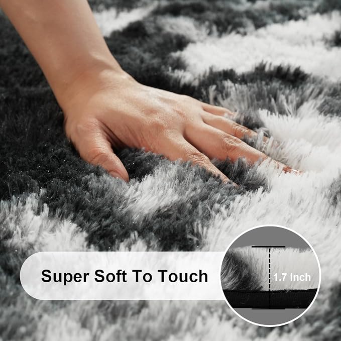 Black and White Rugs for Bedroom, 3x5 Fluffy Area Rugs for Living Room - Image 2