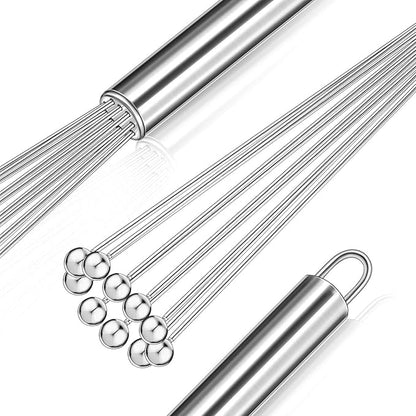 Patelai 2 Pieces Stainless Steel Ball Whisk Wire Egg Whisk Set Kitchen - Image 3