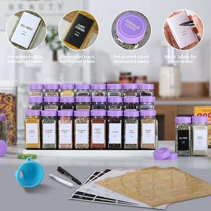 24 Glass Spice Jars with Labels, Spice Jar Set, 4oz Spice Containers, Seasoning - Image 3