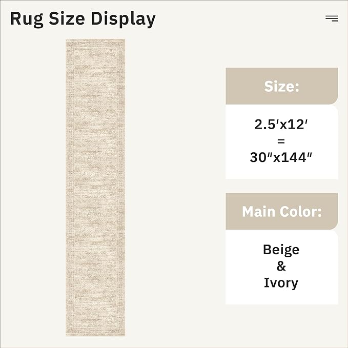 Soalmost Runner Rug 2'6" x 12' Washable Non-Slip Runner Rugs - Image 4
