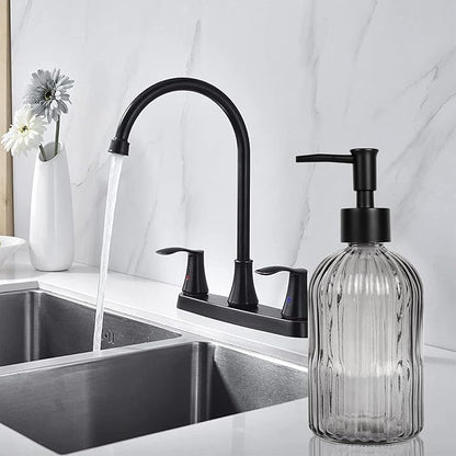 14Oz Black Pump Glass Soap Dispenser, - Image 4