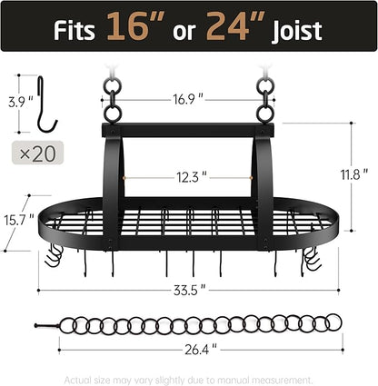 KES Ceiling Pot Rack 34-Inch Hanging Pot Rack - Image 8