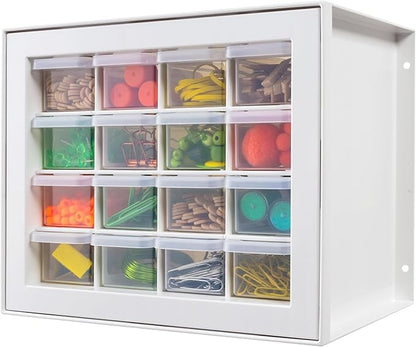 IRIS USA Small Plastic Storage Drawers, 16-Drawer Organizer, Made in USA by IRISUSA