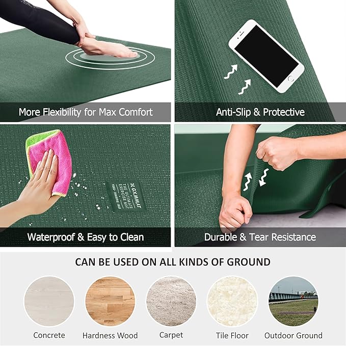 GXMMAT Large Yoga Mat 12'x6'/10'x6'/6'x8', Extra Thick Workout Mats - Image 4