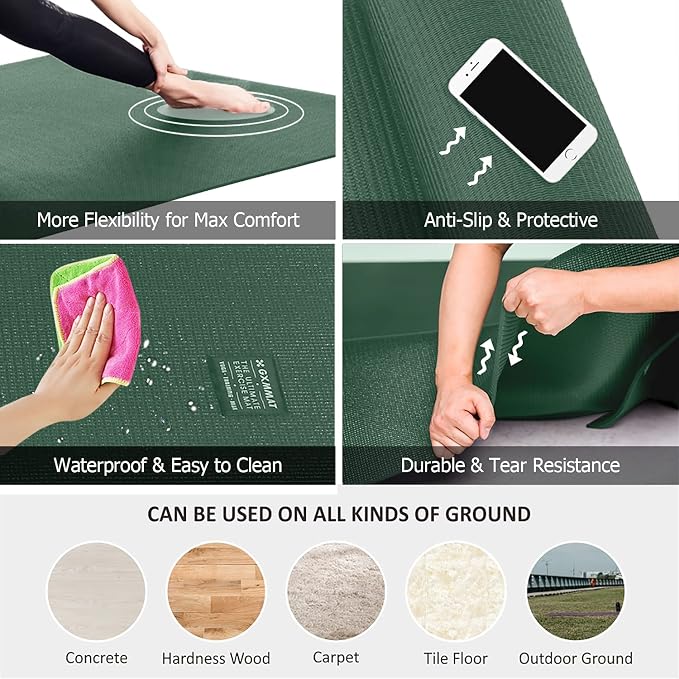 GXMMAT Large Yoga Mat 6'x4'/6'x6'/7'x5', Extra Thick Workout Mats - Image 3