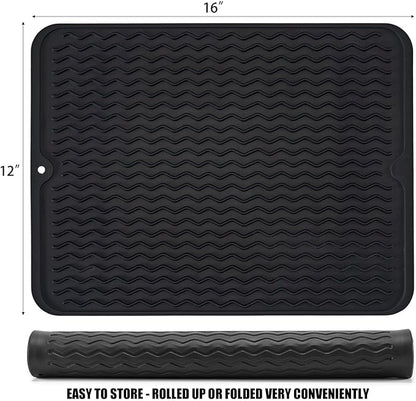 Silicone Dish Drying Mat, Non-Slip Easy Clean Sink Mat Large Heat-resistant - Image 2