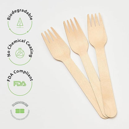 Wooden Forks 1000 Pieces Bulk Pack | Heavy-Duty Natural Birch Wood Disposable - Image 4