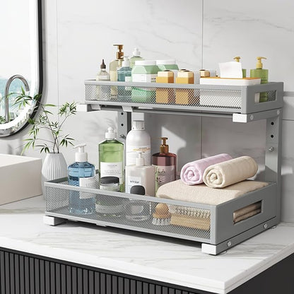1 Pack 17IN Depth Under Sink Storage Organizer, Large 2-Tier Elegant Mesh Pull - Image 7