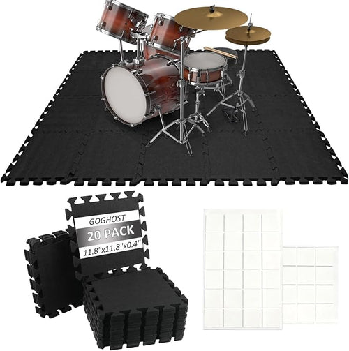 20 PCS Sound Absorbing Interlocking Floor Mats Pads 11.8 x 11.8 x 0.4 Inches by GOGHOST