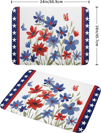 Giwawa 4th of July Flower Dish Drying Mat 18"x24" Independence Day Stars Dish - Image 2