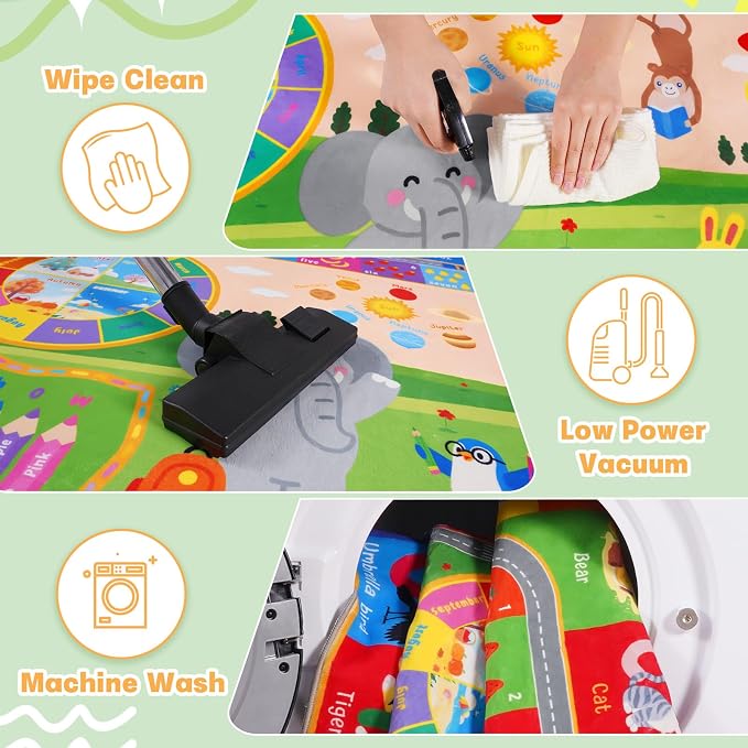 Pionblank Kids Area Rug for Bedroom Preschool, 4x5 Educational Playmat for - Image 8