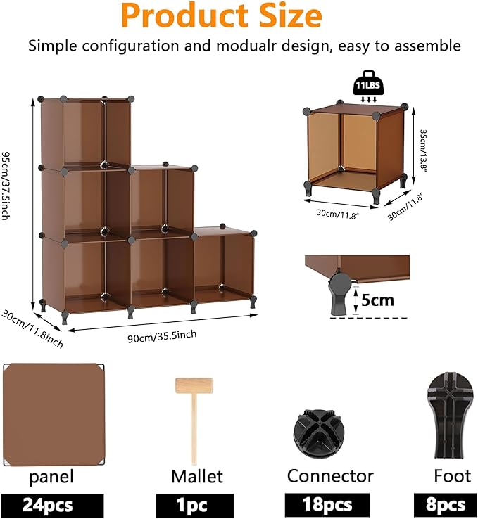 AWTATOS Cube Storage Organizer, Storage Cubes Shelves Bookshelf, 6 Cube Closet - Image 3