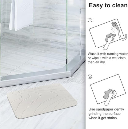 JUERLEN 2 Pack Diatomaceous Earth Shower Mat, Stone Bath Mat, Nonslip Super - Image 5