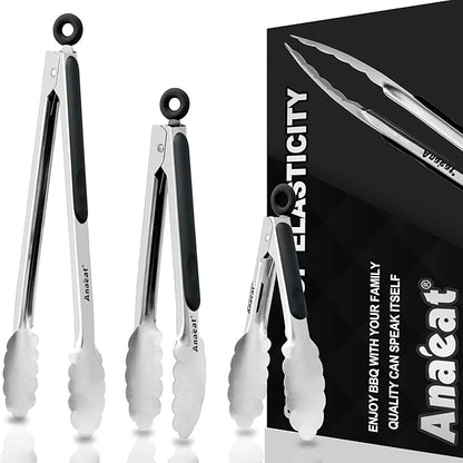Anaeat Premium Kitchen Locking Tong Set of 3 by Anaeat