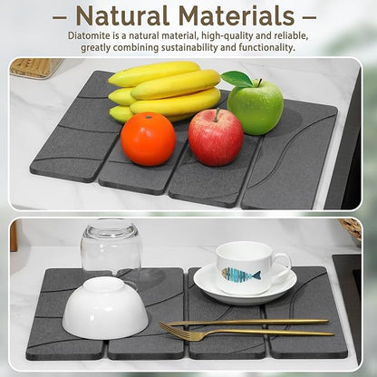 Small Stone Dish Drying Mat for Kitchen Counter, Foldable Water Absorbing - Image 8