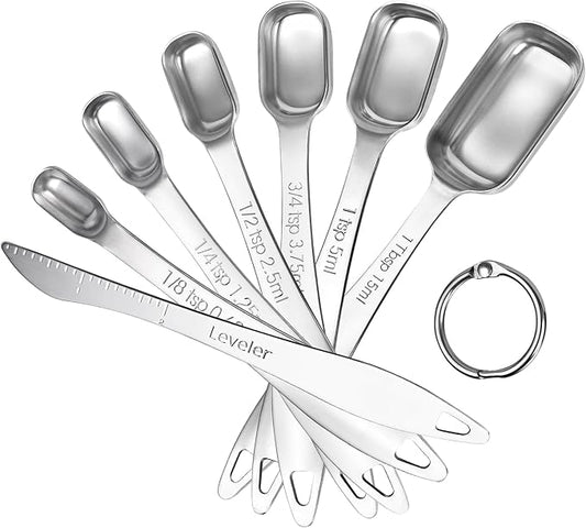 U-Taste Narrow Square Measuring Spoons: 18/8 Stainless Steel Kitchen Measure by U-Taste