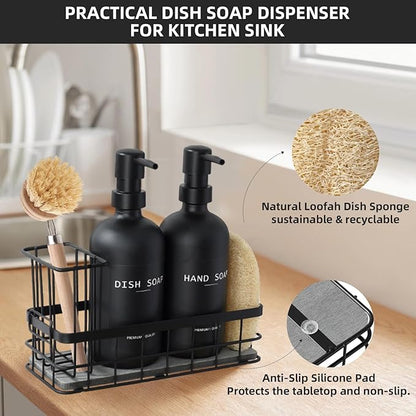 Dish Soap Dispenser for Kitchen, 16.9 fl oz Black Hand and Dish Soap Dispenser - Image 6