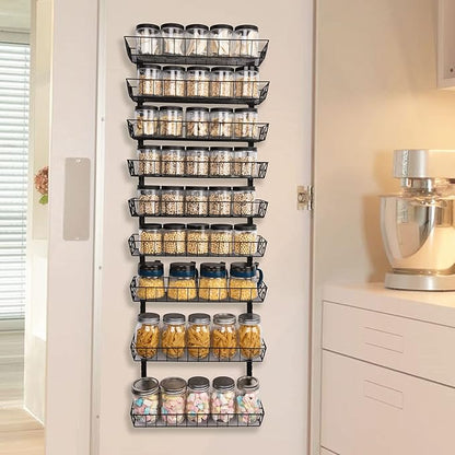 SWOMMOLY Adjustable Wall Mount Spice Rack, 9-Tier Dual-use Organizer - Image 2