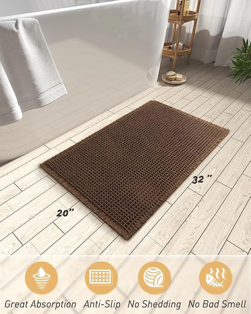 AMOAMI Upgraded Waffle Bath Mat, Super Absorbent Non Slip Bath Mats - Image 2