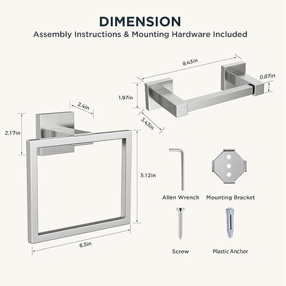 FORIOUS Toilet Paper Holder Set Wall Mount, SUS 304 Stainless Steel Pivoting - Image 7