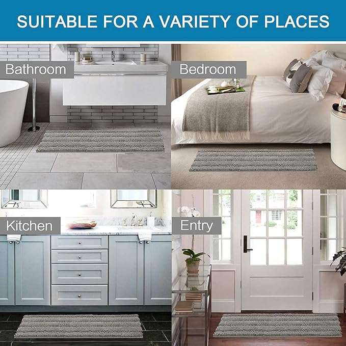 H.VERSAILTEX Bath Rugs for Bathroom Non Slip Bath Mats Extra Thick Chenille - Image 6
