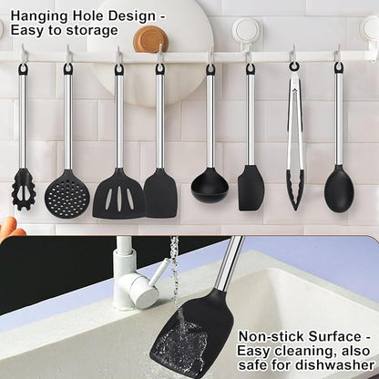 Silicone Cooking Utensils Set, Vayvnt 8 PCS Kitchen Utensils Set - Image 5