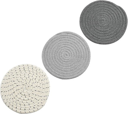 Potholders Set Trivets Set 100% Pure Cotton Thread Weave Hot Pot Holders Set - Image 4