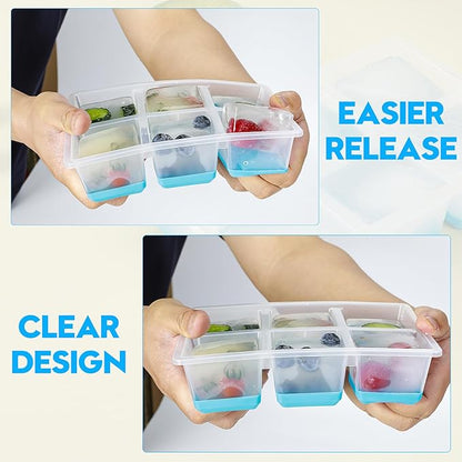 Ice Cube Trays 2 Pack, JRISBO Large Silicone Ice Cube Molds - Image 2