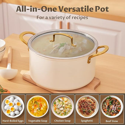 BEZIA 8 Quart Ceramic Stock Pot, Non Toxic Soup Pots - Image 6