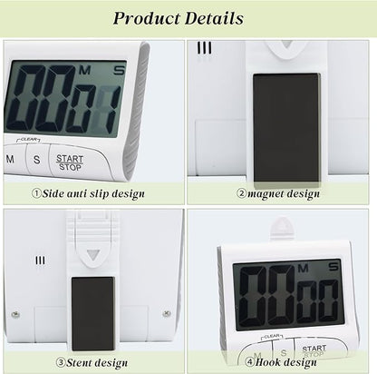 Large LCD Display Kitchen Timer -Magnetic Digital Timers, Loud Alarm, Memory - Image 4
