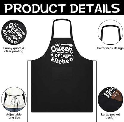 Jeyiour 3 Pack Funny Cooking Aprons Women Oil-proof Kitchen Aprons - Image 6