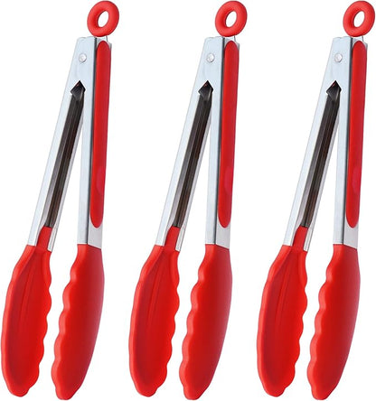 HINMAY Silicone Cooking Tongs 9-Inch Serving Tongs by HINMAY
