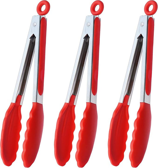 HINMAY Silicone Cooking Tongs 9-Inch Serving Tongs by HINMAY