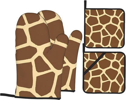 Giraffe Oven Mitts with Matching Potholders by Unknown