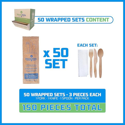Disposable Wooden Cutlery Set - Image 2