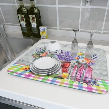 Kawani Spring Summer Flowers Dish Drying Mat - Image 6