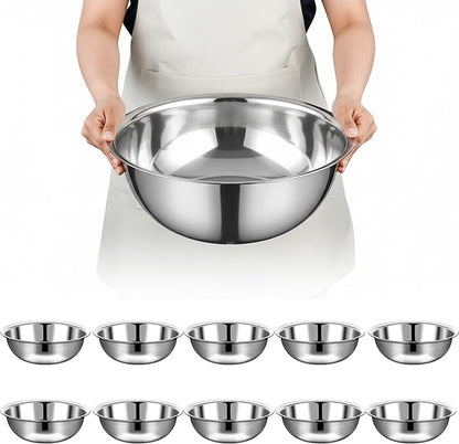 10 Pcs Stainless Steel Mixing Bowls Metal Mixing Bowls Extra Large Basin Salad by Unknown