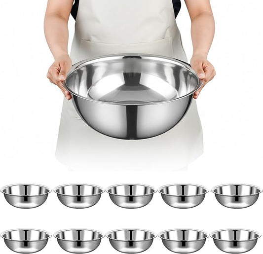 10 Pcs Stainless Steel Mixing Bowls Metal Mixing Bowls Extra Large Basin Salad by Unknown