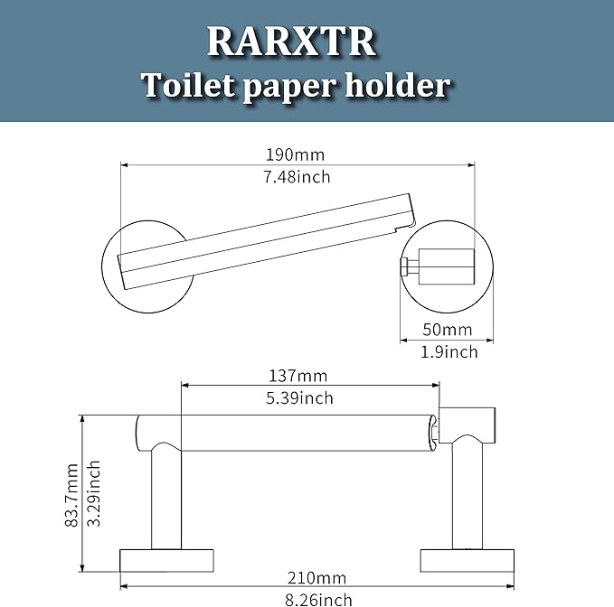 RARXTR Bathroom Toilet Paper Holder Wall Mount SUS304 Stainless Steel Double - Image 8